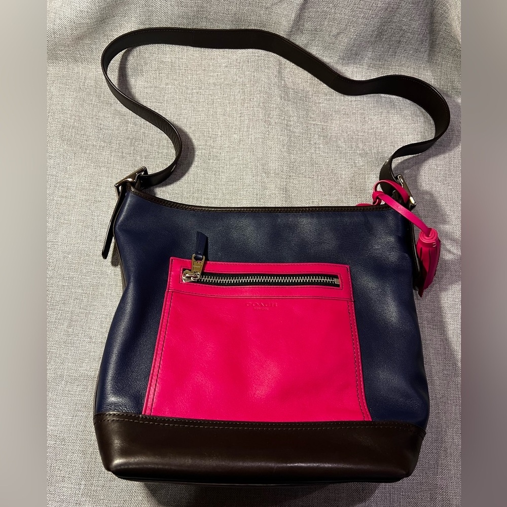 NWT Coach Navy/Pink/Brown Large Tote Bag